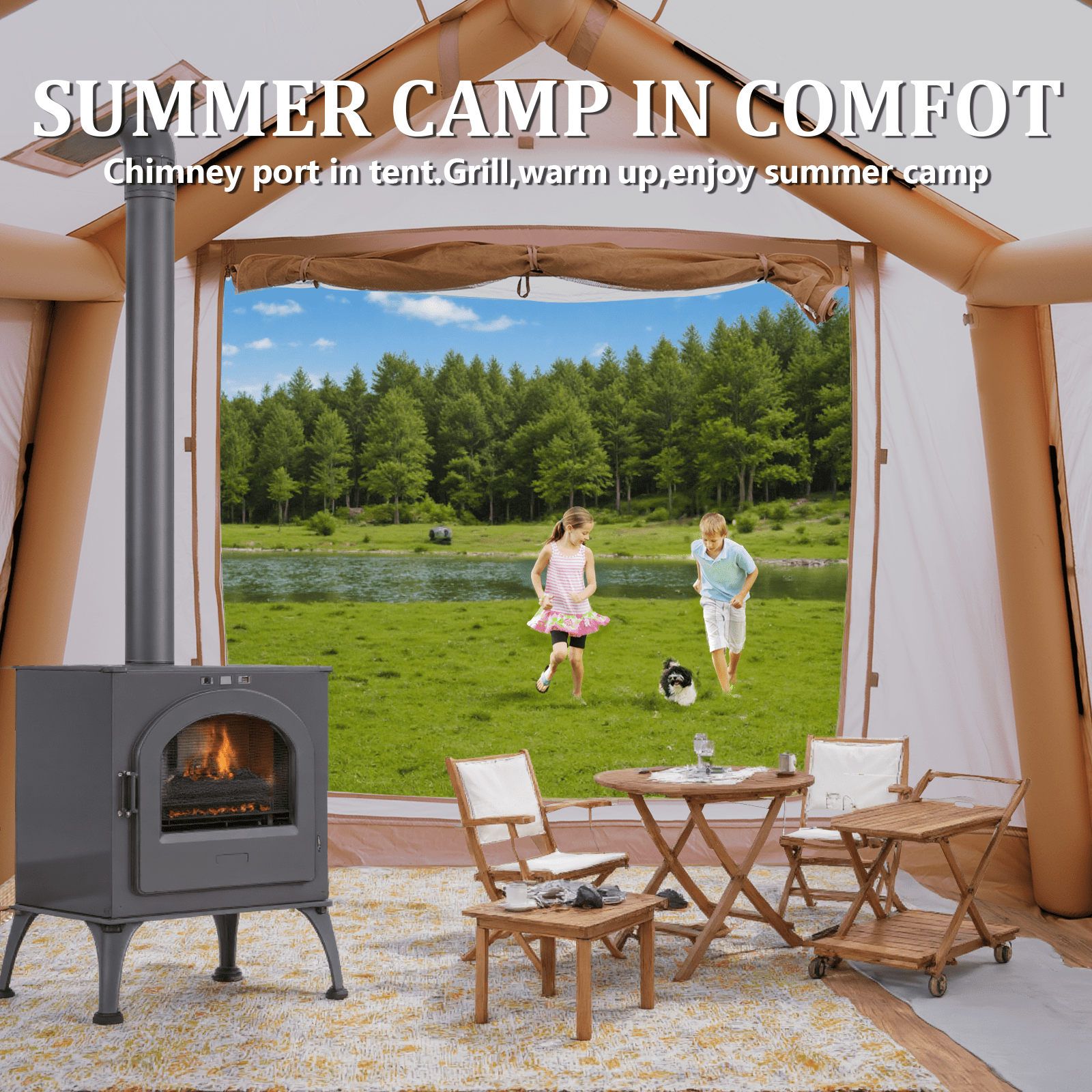 10-12 People Large Inflatable Tent, Easy Setup Glamping Tent with Hand Pump,4 Season Available  Air Tent , Waterproof Blow up Tent for Party
