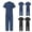 Blue, variant on Jumpsuit Set for Men Solid Color Short Sleeve Zip Front Breathable Lightweight Summer Workwear