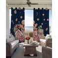 thumbnail image 3 of Navy Blue Gingerbread Christmas Blackout Curtains 96 Inch Length 2 Panels Set, Xmas Tree Gift House Star Full Shading Curtains for Windows, Blackout Curtains for Bedroom Living Room 52"x96", 3 of 8