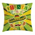 thumbnail image 1 of Fiesta Throw Pillow Cushion Cover, Sprites with Sombrero Maracas Mustache Mexican Hand Drawn Illustration, Decorative Square Accent Pillow Case, 18 X 18 Inches, Green Yellow Vermilion, by Ambesonne, 1 of 2