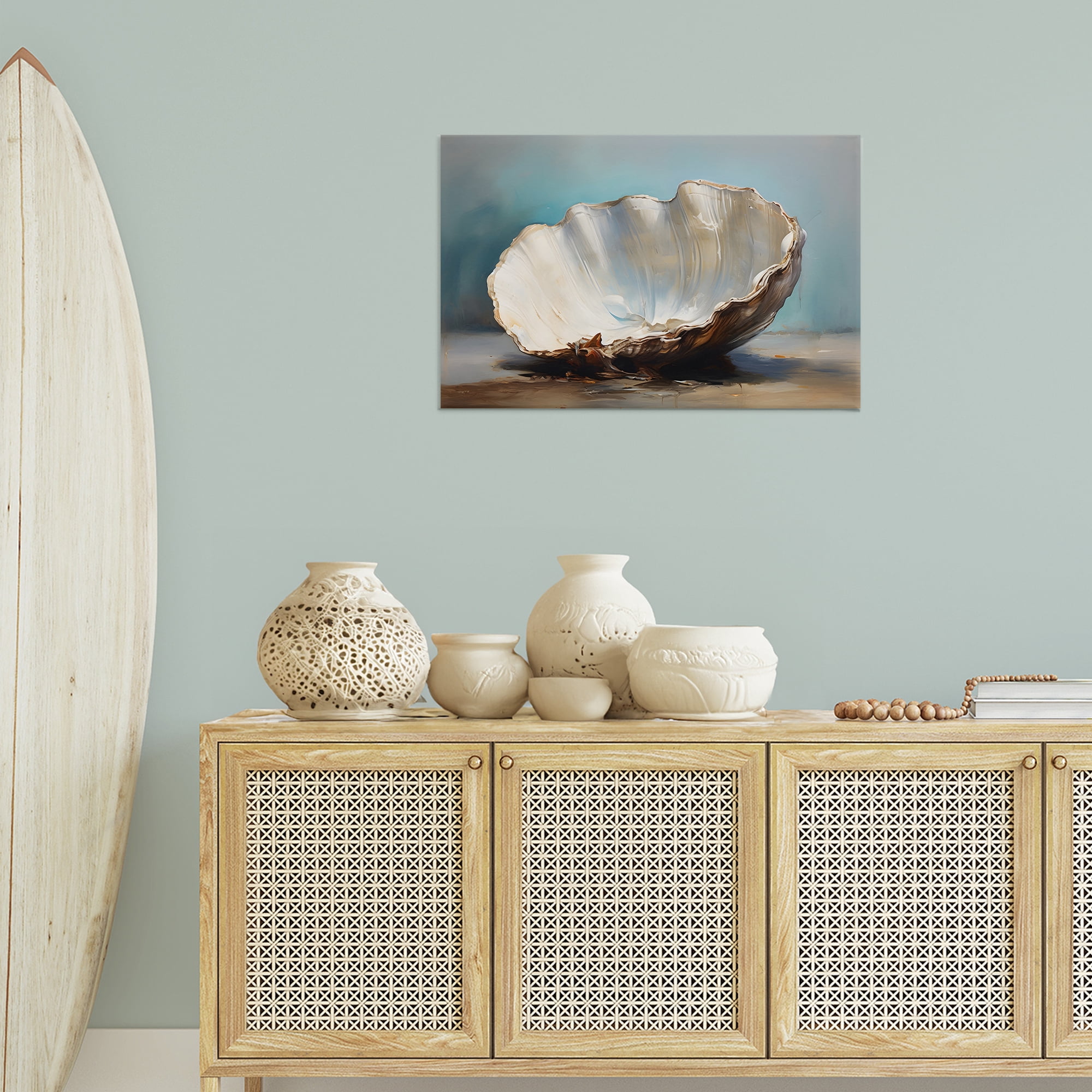 Stupell Industries Neutral Shell Still Life Nautical & Beach Painting Wrapped Canvas Art Print Wall Art, 30 x 20
