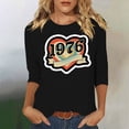 thumbnail image 1 of Uootdi Hauts pour Femmes Manches 3/4 Col Rond Imprimé Arc-en-Ciel Rétro 1976 Coupe Décontractée T-Shirts Nostalgiques d'Été Cadeau, 1 of 4