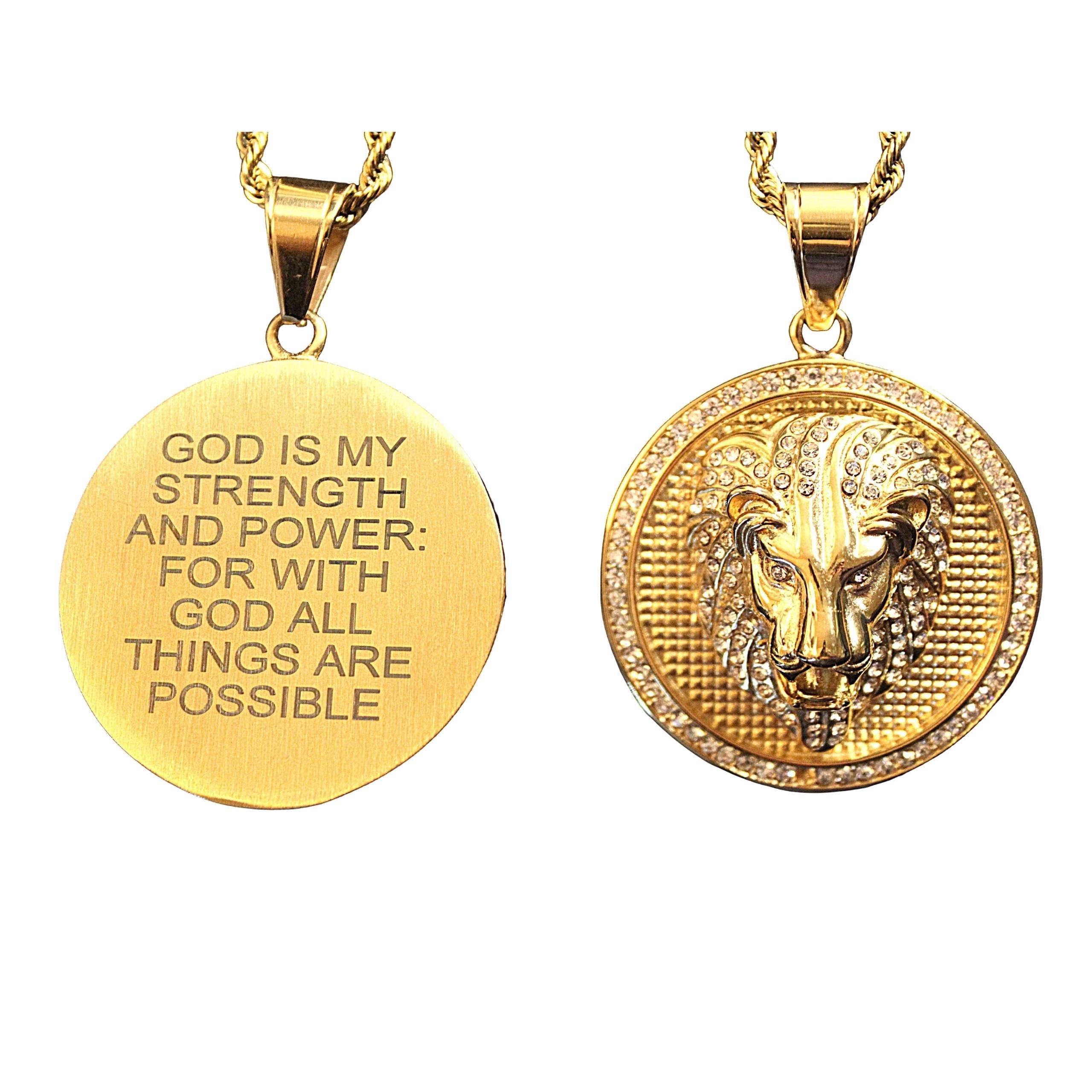 Round Lion Necklace 14K Gold Plated 