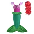 thumbnail image 3 of Disney-vestido de princesa sirena para niños, traje de lujo con volantes de encaje para Halloween, Carnaval, fiesta de cumpleaños, disfraz de Ariel, novedad de 2023, 3 of 5