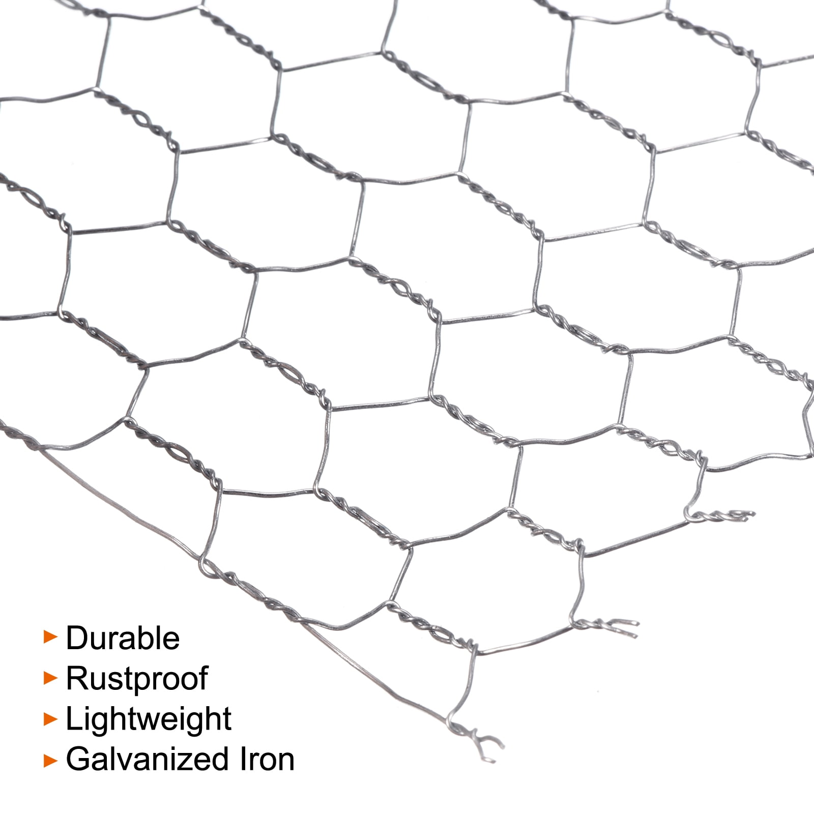 Uxcell 158" x 14" Chicken Wire Net Floral Wire Netting Hexagonal Mesh Galvanized Iron, Silver Tone