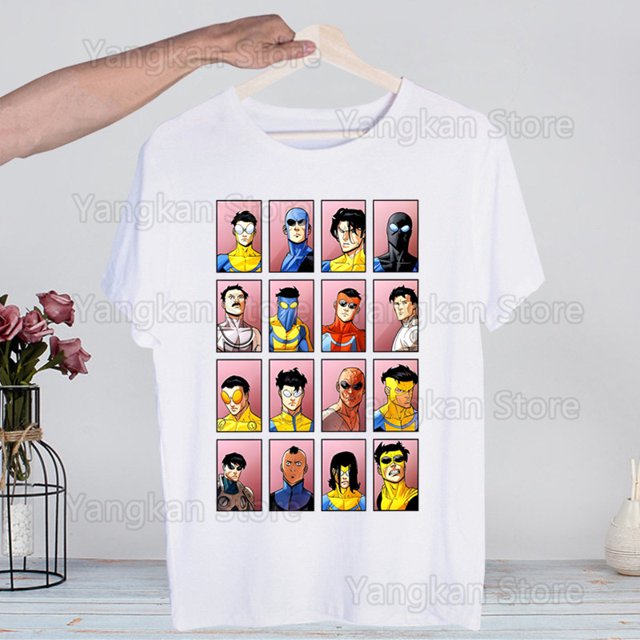 Invincible Mark hombres superpuestos manga corta Cool Camiseta hombres Camiseta verano moda divertida Camiseta