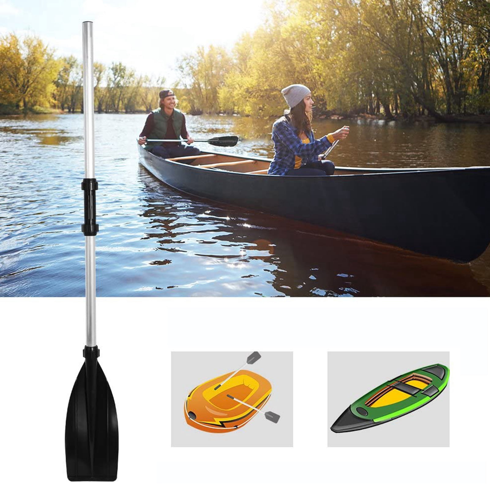 YAHHU 2-Piece Aluminium Alloy Detachable Lightweight Kayak Paddles Boat Oars with Ribbed Blades 49.6 inches / 126 cm
