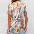 thumbnail image 5 of LTTVQM Easter Scrub Tops Women Rabbits Eggs Print Happy Short Sleeve Shirts Comfortable V Neck Vacation Clothes with Pockets Gold L, 5 of 5