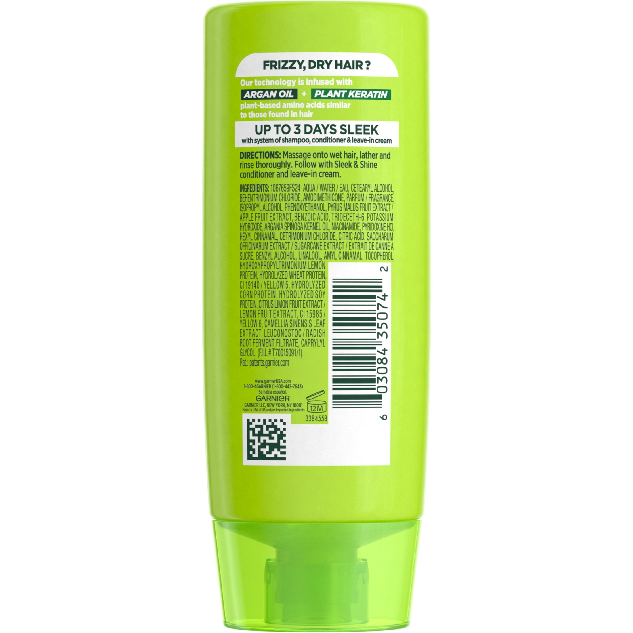 (4 pack) Garnier Fructis Sleek & Shine Conditioner for Frizzy, Dry Hair, 3 fl oz
