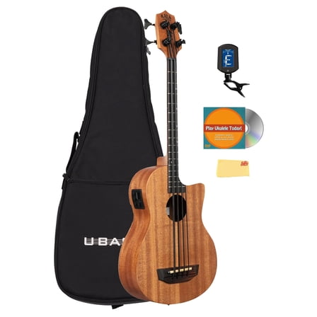 Kala UBASS-NOMAD-FS Nomad Acoustic-Electric U-Bass Bundle with Gig Bag, Tuner, Austin Bazaar Instructional DVD, and Polishing Cloth