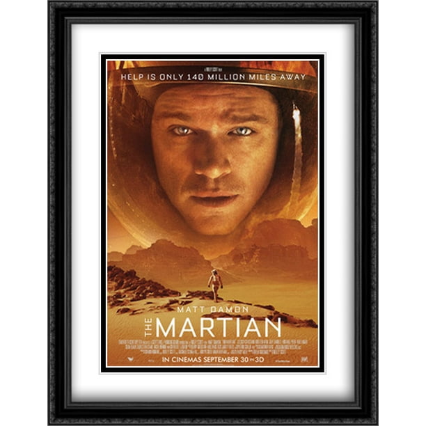The Martian 28x36 Double Matted Large Large Black Ornate Framed Movie Poster Art Print Walmart Com Walmart Com