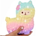 thumbnail image 1 of Español: Oveja gigante arcoíris de alpaca que se levanta lentamente, amuletos perfumados para aliviar el estrés, juguetes para niños y adultos, juguetes para matar el estrés, 1 of 5