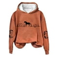 thumbnail image 2 of Orange Hoodies for Women's Horse Heartbeat Horse Lover Casual Hoodie Casual Long Sleeve Sweatshirt Soft Printed Shirt Women's Winter Sweatshirt Top Women Fall Clothes, 2 of 4