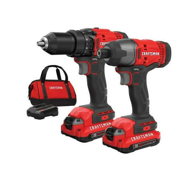 CRAFTSMAN 20V Rechargeable Cordless Power Tool Set, 2 Pieces