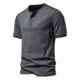thumbnail image 3 of Camiseta de manga corta de algodón de color liso con cuello Henry de verano, 3 of 5