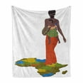thumbnail image 1 of African Soft Flannel Fleece Throw Blanket, Mother Carrying Baby Girl on Her Back Country Culture Continent Map, Cozy Plush for Indoor and Outdoor Use, 50" x 60", Multicolor, by Ambesonne, 1 of 6