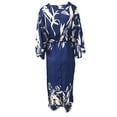 thumbnail image 5 of Liacowi Women Casual Dress Summer Flower Print Loose Fit V Neck Button High Split Long Beach Dress, 5 of 6