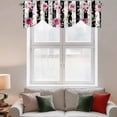 thumbnail image 2 of Pink Roses Tie Up Valance Curtains for Windows, Kitchen Curtains Window Treatments, Romantic Flowers Leaves Floral Black Stripes Short Window Shades Valances for Bedroom Bathroom Cafe 42"x18", 2 of 8
