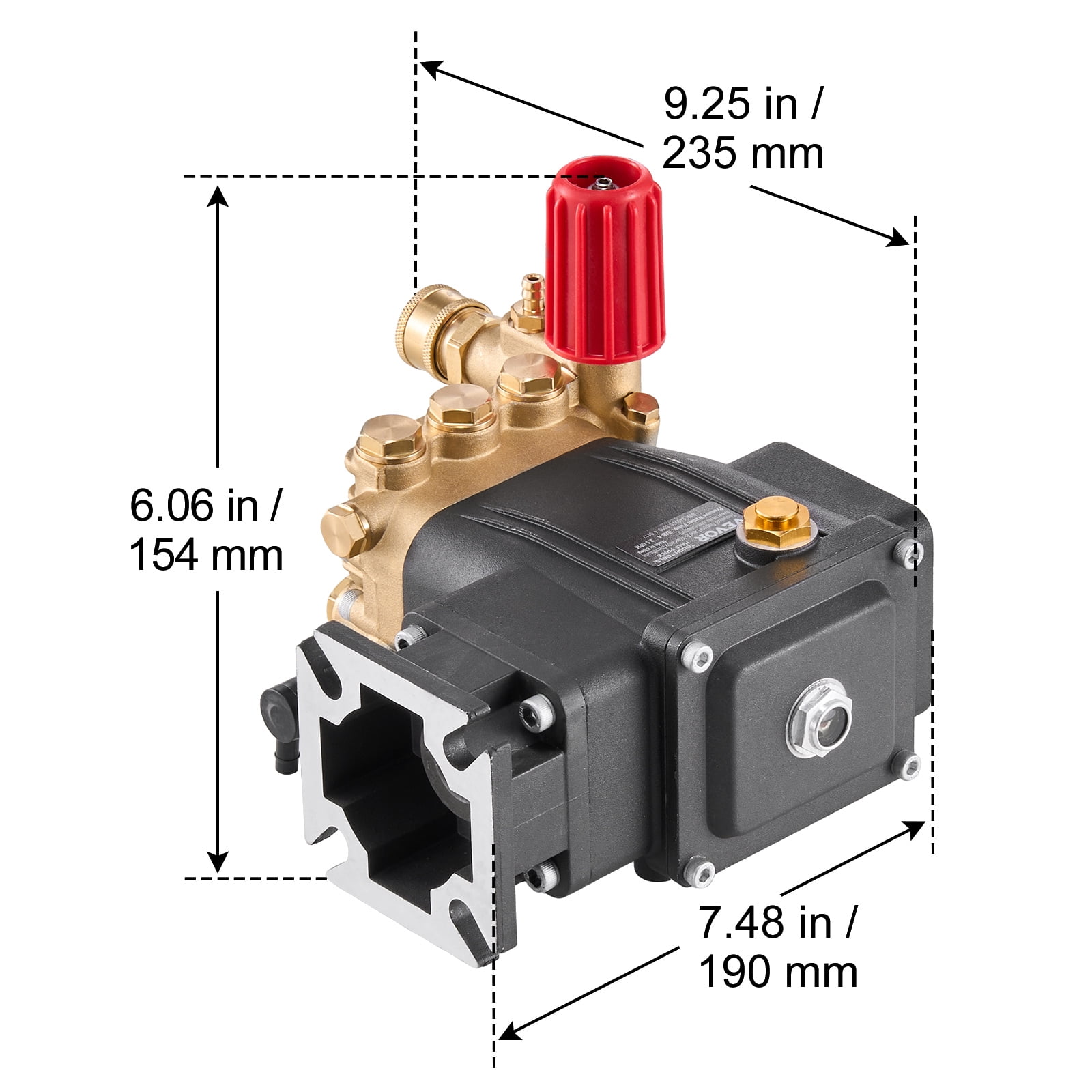 VEVOR Pressure Washer Pump, 3/4" Shaft Horizontal Triplex Plunger, 3300 PSI, 2.5GPM, Replacement Power Washer Pumps Kit with 5 Nozzles, Compatible with Simpson MorFlex 40224, 40225, 40226, Santoprene
