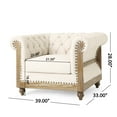 thumbnail image 3 of Noble House Petes Fabric Chesterfield Tufted Club Chairs, Set of 2, Beige and Dark Brown, 3 of 8