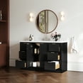 thumbnail image 2 of ARIEL Milan 55 Inch Single Oval Sink Bathroom Vanity with Pure White Quartz Countertop 1.5 Inch in Black, 2 of 7