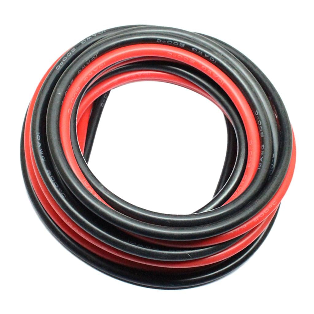 for RC Airplane DIY Black 10ft+Red 10ft 10AWG Flexible Silicone Wire Cable 