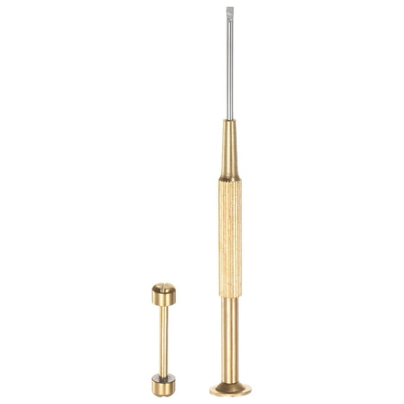 Uxcell 2 In 1 Watch Screw Tube Rod 20mm Stainless Steel Watch Strap Pins with 2mm Slotted Screwdriver, Gold Tone