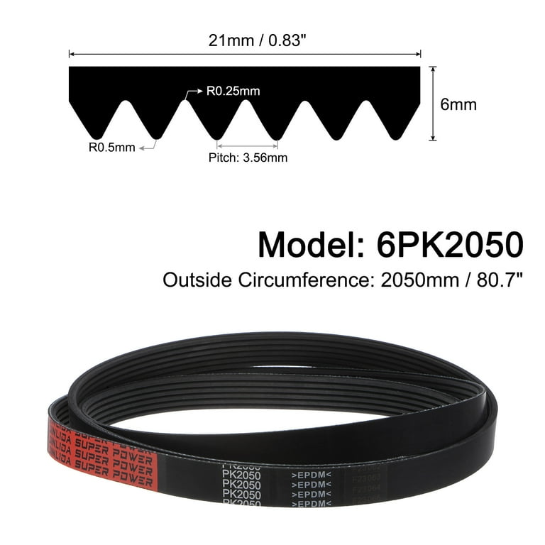 6PK2050 V-Ribbed Belt 6 Ribs 2050mm Length x 21mm Width x