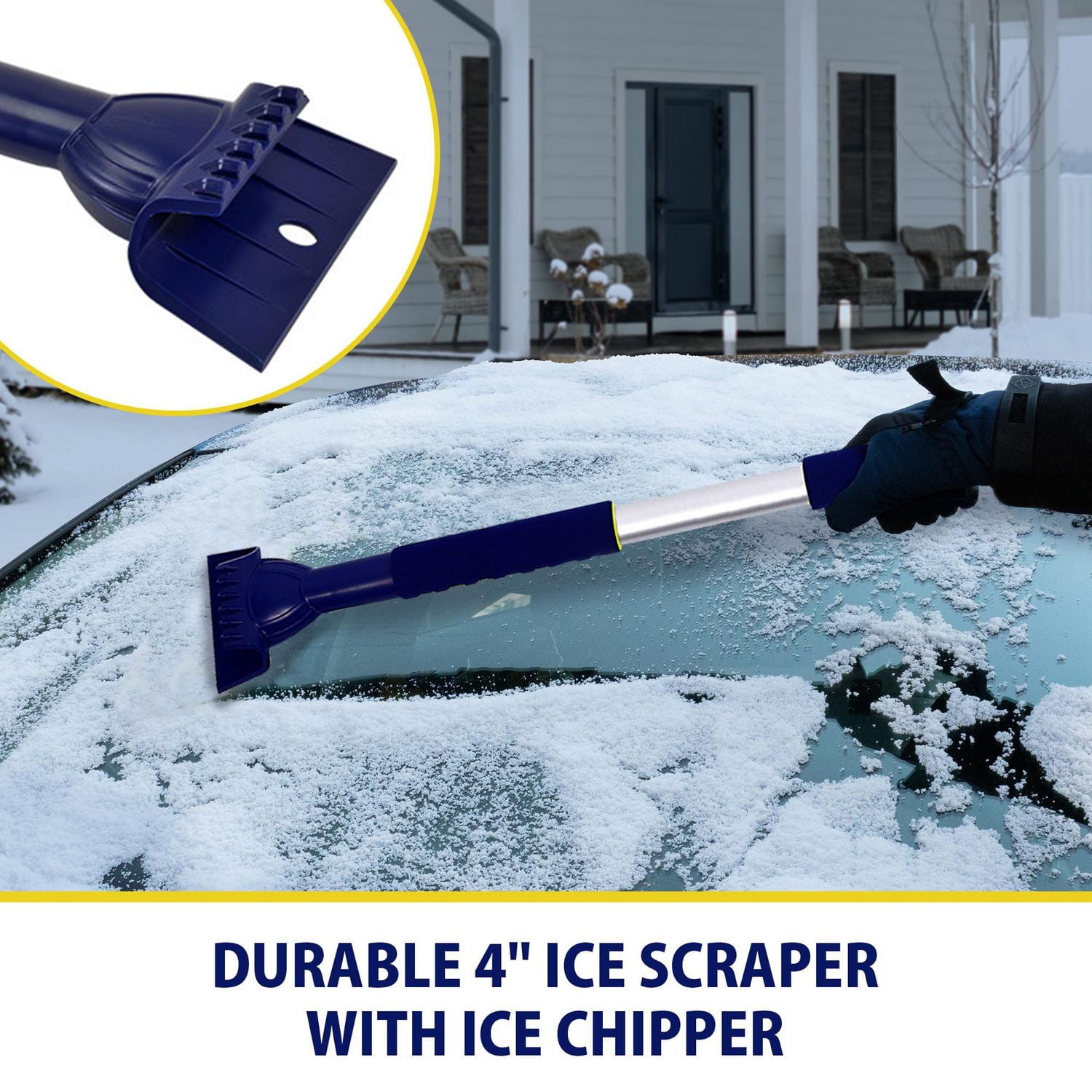 Michelin 63" Heavy Duty Snow Brush with Ice Scraper, Extra Long for Efficient Snow Removal