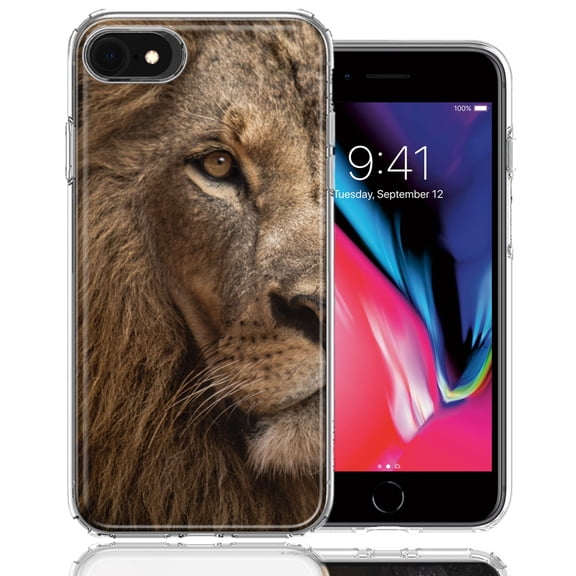 MUNDAZE For Apple iPhone 7/8/SE Lion Face Nosed Design Double Layer Phone Case Cover