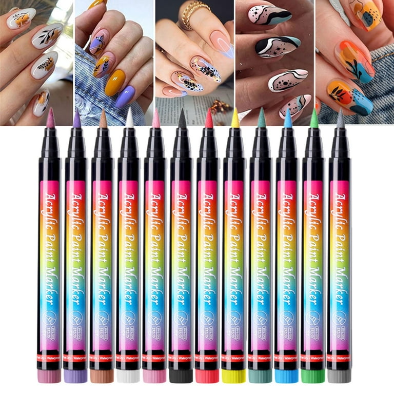 duhgbne nail pens set 12 colors acrylic paint pens fine tip nail
