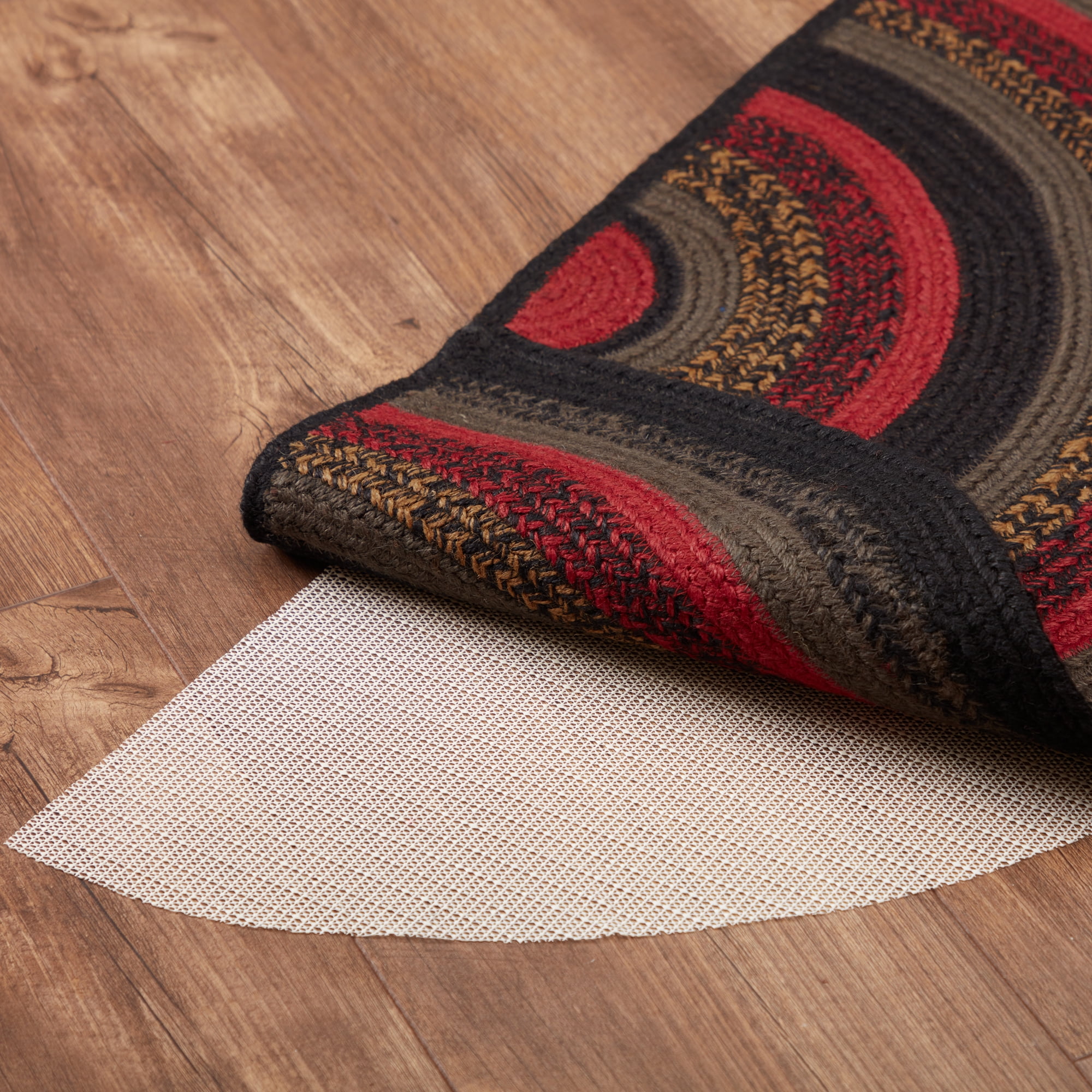 VHC Brands Cumberland Rustic Jute Rug Natural Fibers Dyed Jute Area-Rug for Entryway Kitchen Dining Living Room Floor Cover Floor Mat, Half Circle 16.5x33