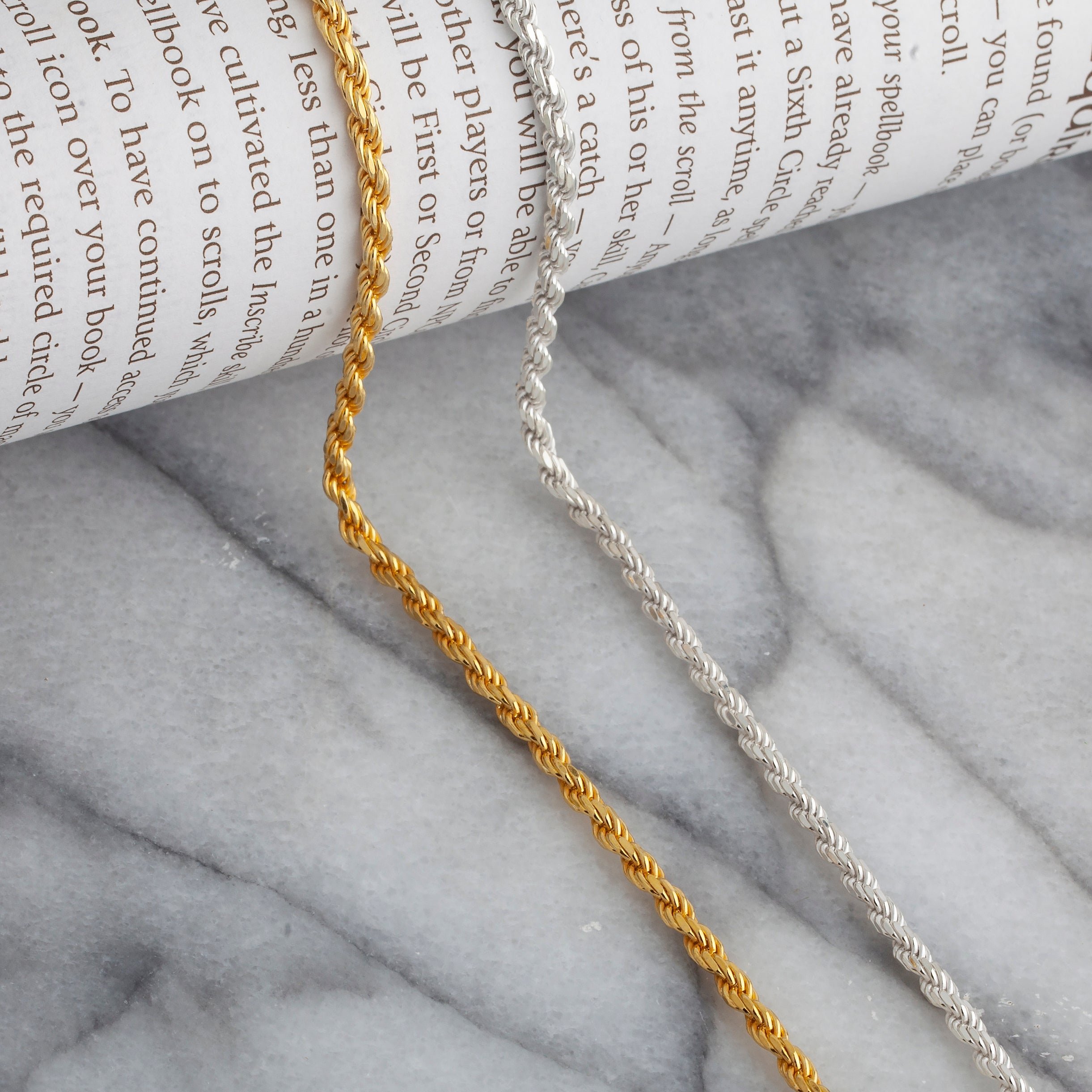 Goldum NYC 1.50mm Rock Sparkle Twisted Chain Necklace - Solid 14K Rose, White, Or Yellow Gold