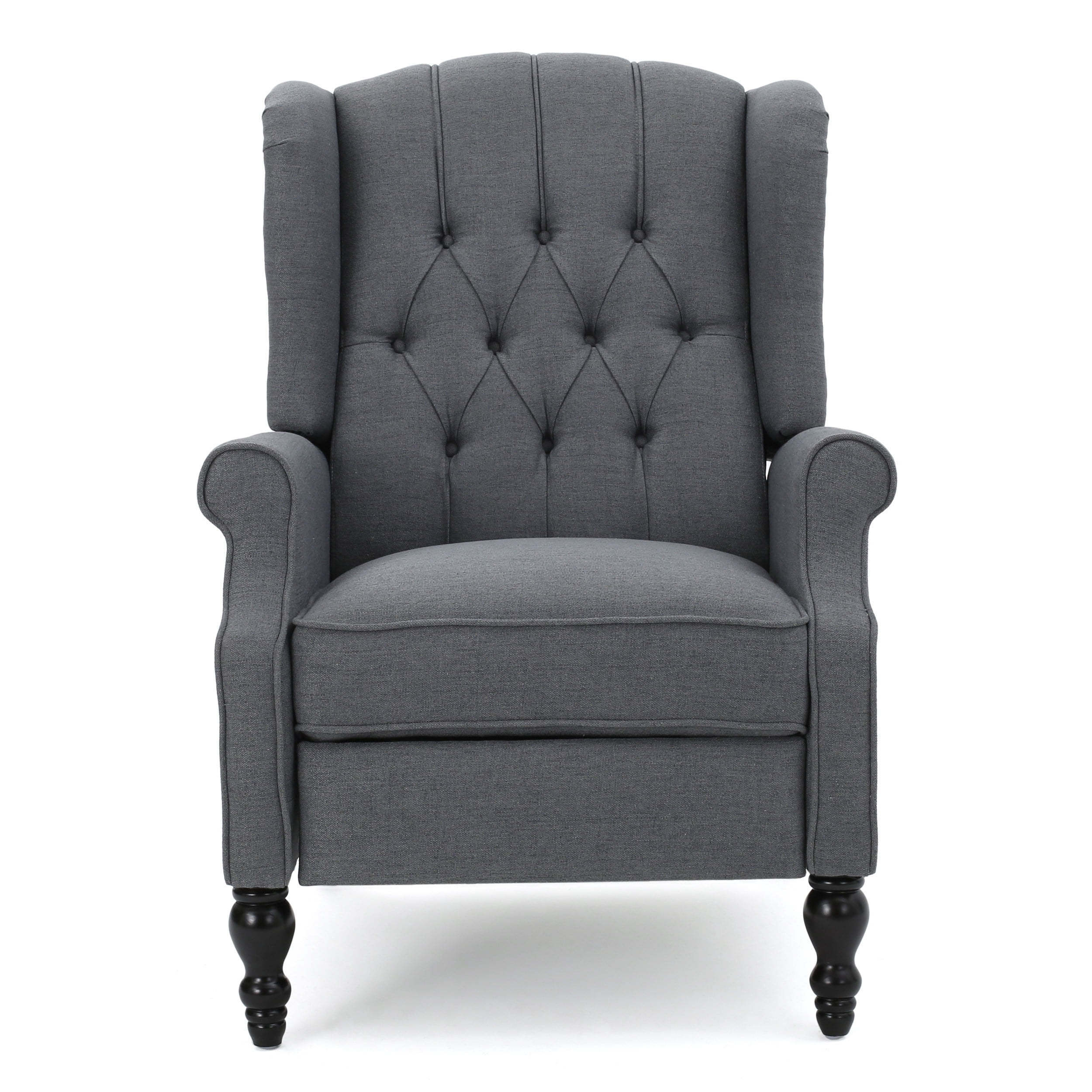 Noble House Walter Wingback Fabric Recliner, Set of 2, Gray