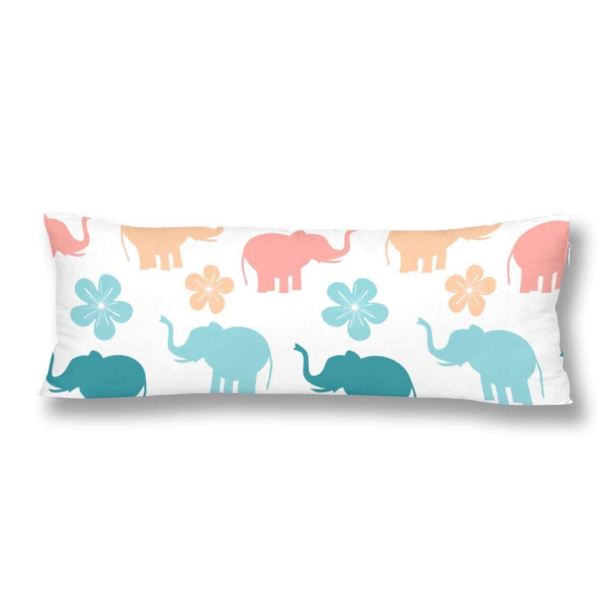 Gckg Cute Colorful Elephants Flowers Body Pillow Covers Case