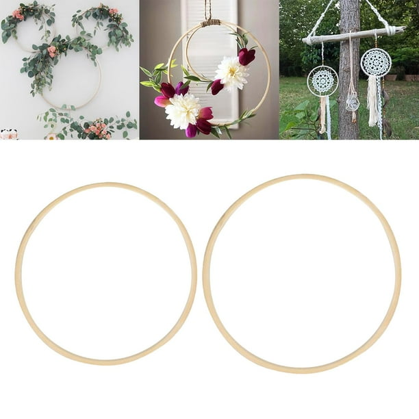 Aros de Circular Perfecl 2 Piezas Macramé Marco DIY Aro de anillos de atrapasueños de bambú