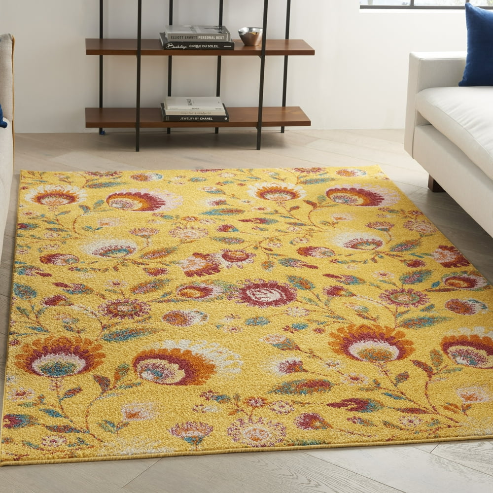 Nourison Allur Indoor only Botanical Yellow Multicolor Area Rug