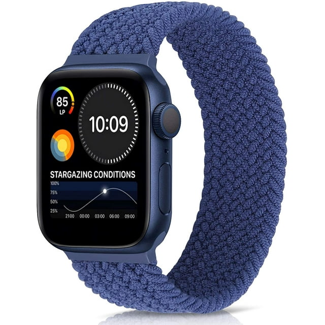 Woven Single Loop Strap Compatible With Apple Watch, Sports Strap Nylon Braided Strap Compatible With iWatch Series Ladies and Men(Blue,42/44mm S)