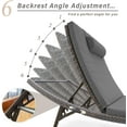 thumbnail image 4 of Patio Chaise Lounge Set 3 Pieces Outdoor Lounge Chair with Rattan Adjustable Backrest and Folding Table for Beach Patio,Sand, for Poolside Backyard Porch, 4 of 14