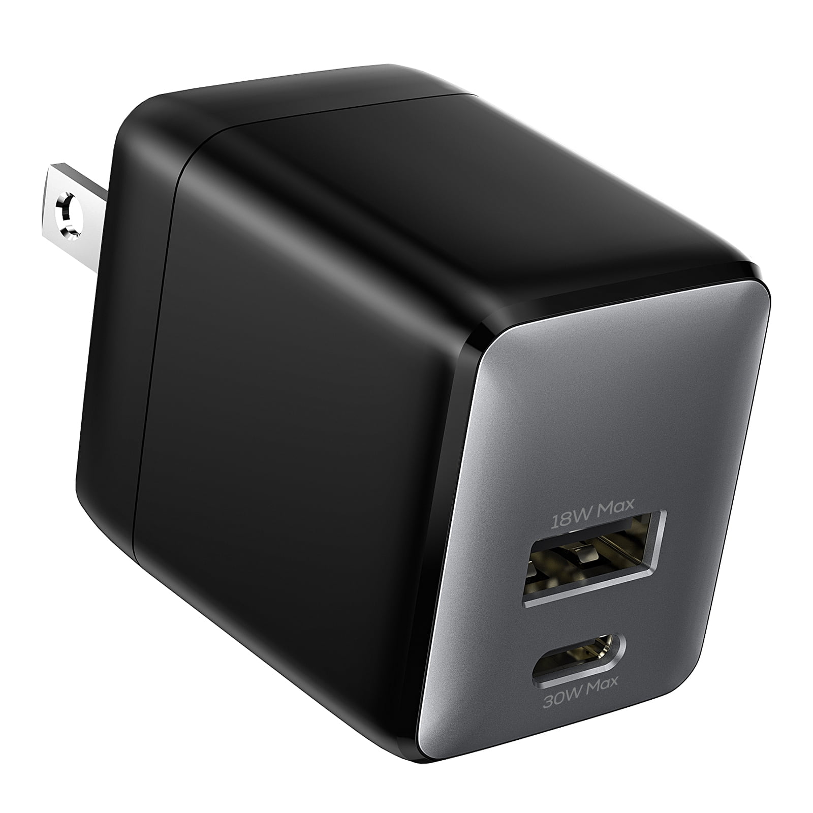 wegear 30W USB C Fast Charger Type C Dual Port Wall Charger GaN Nano Adapter Fast Charging Block for iPhone/Samsung Galaxy/ipad,Black