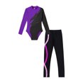 thumbnail image 4 of iixpin Kids Girls Gymnastic Leotard Ballet Dance Biketard Bodysuit with Skating Leggings Set Activewear Purple&Pink 8, 4 of 7