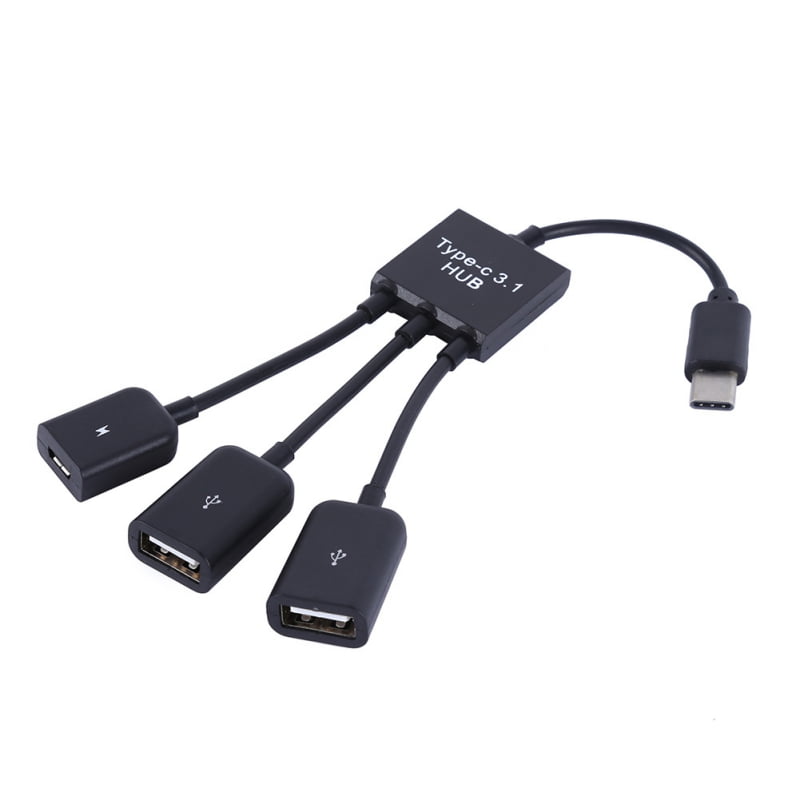 Black and White Squares Plaid Pattern 3 in 1 Multiple USB Stretch Charger Cord with Micro,Type C,iOS Connectors with Cell Phone Tablets More