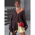 thumbnail image 5 of Women'S Fall Graphic Embroidery Button Down Cardigan V Neck Cozy Funny Knit Cardigan Sweater Jacket Coat Zy5126 Brown S, 5 of 8