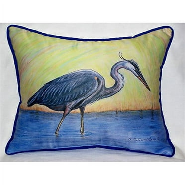 Betsy Drake HJ027 Blue Heron Art Only Pillow 15''x22''