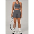 thumbnail image 2 of SKQIT Workout Sets for Women 2 Piece Seamless Halter Sports Bra Scrunch Butt Impact Shorts Gym Yoga Outfits, 2 of 7