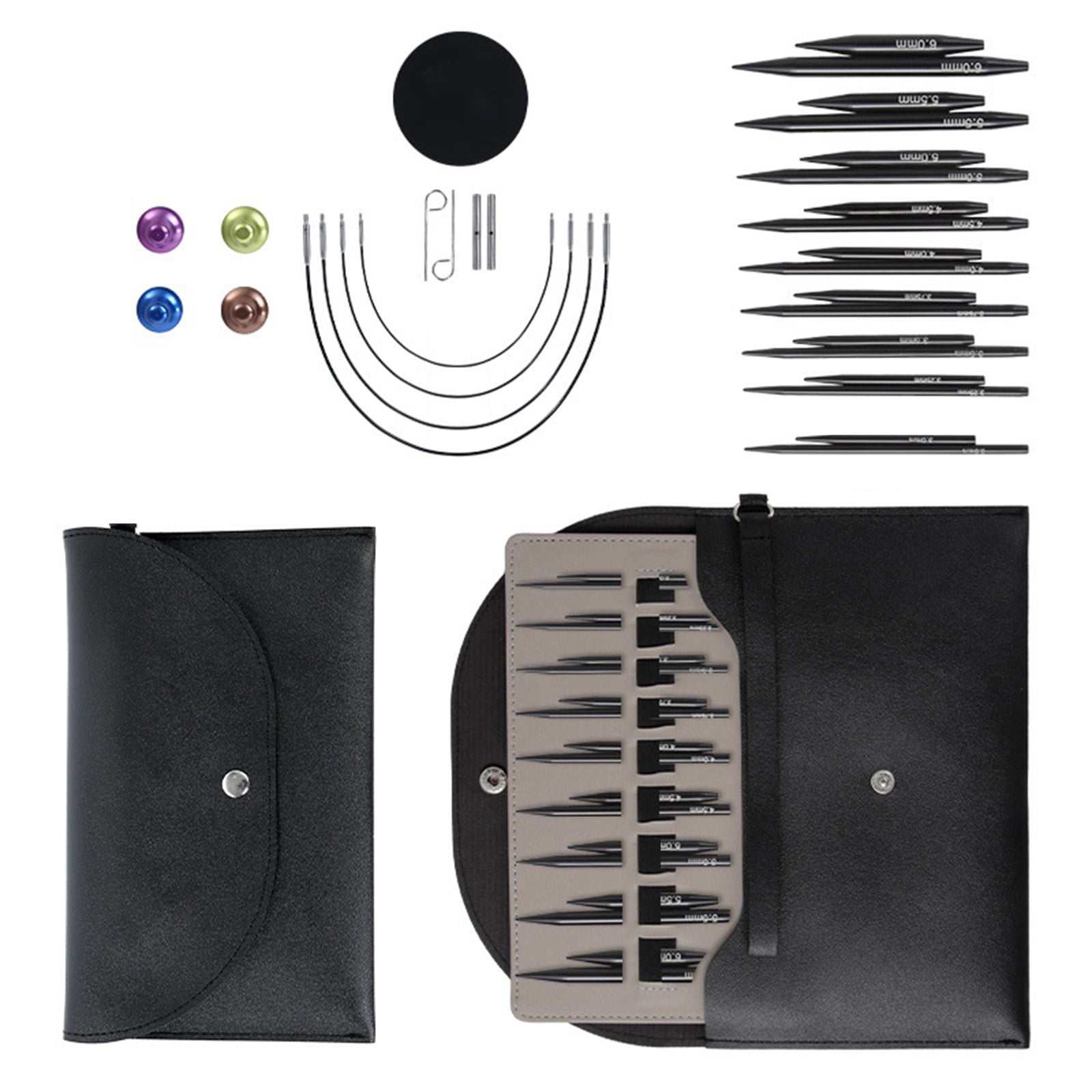 9Pairs Interchangeable Circular Knitting Needle with Storage Bag for Crocheting 3.0mm-6.0mm Aluminum Sweater Needle