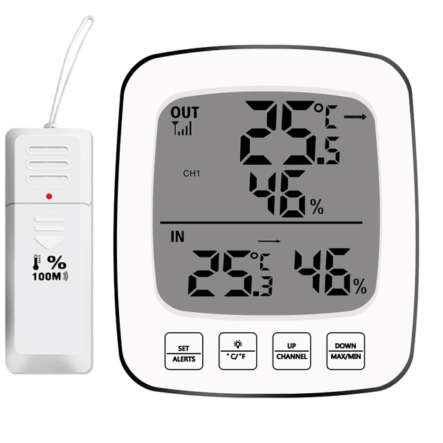 Psicrómetro táctil de temperatura y humedad MFZFUKR interior y exterior pantalla digital retroiluminada