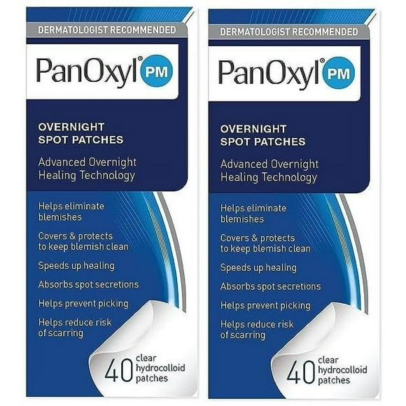 PanOxyl PM Overnight Spot Patches, Advanced Hydrocolloid Healing Technology, Fragrance Free, 40 Count - Pack of 2