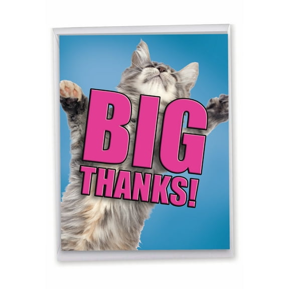 1 Jumbo Thank You Greeting Card (8.5 x 11 Inch) - CAT BIG THANKS J2368DTYG