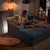 GNIXUU 50" Oversized Chaise Lounge Sofa Chair Indoor, Modern Corduroy Sleeper Sofa Cloud Couch with 3 Soft Pillows, Comfy Single Seat Floor Sofa for Living Room, Apartment, Office (Dark Grey)